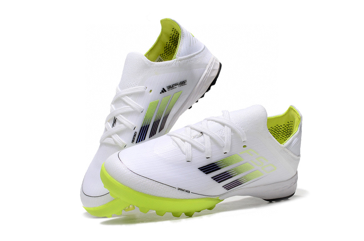 Adidas F50 knitted waterproof football shoes" white. green"