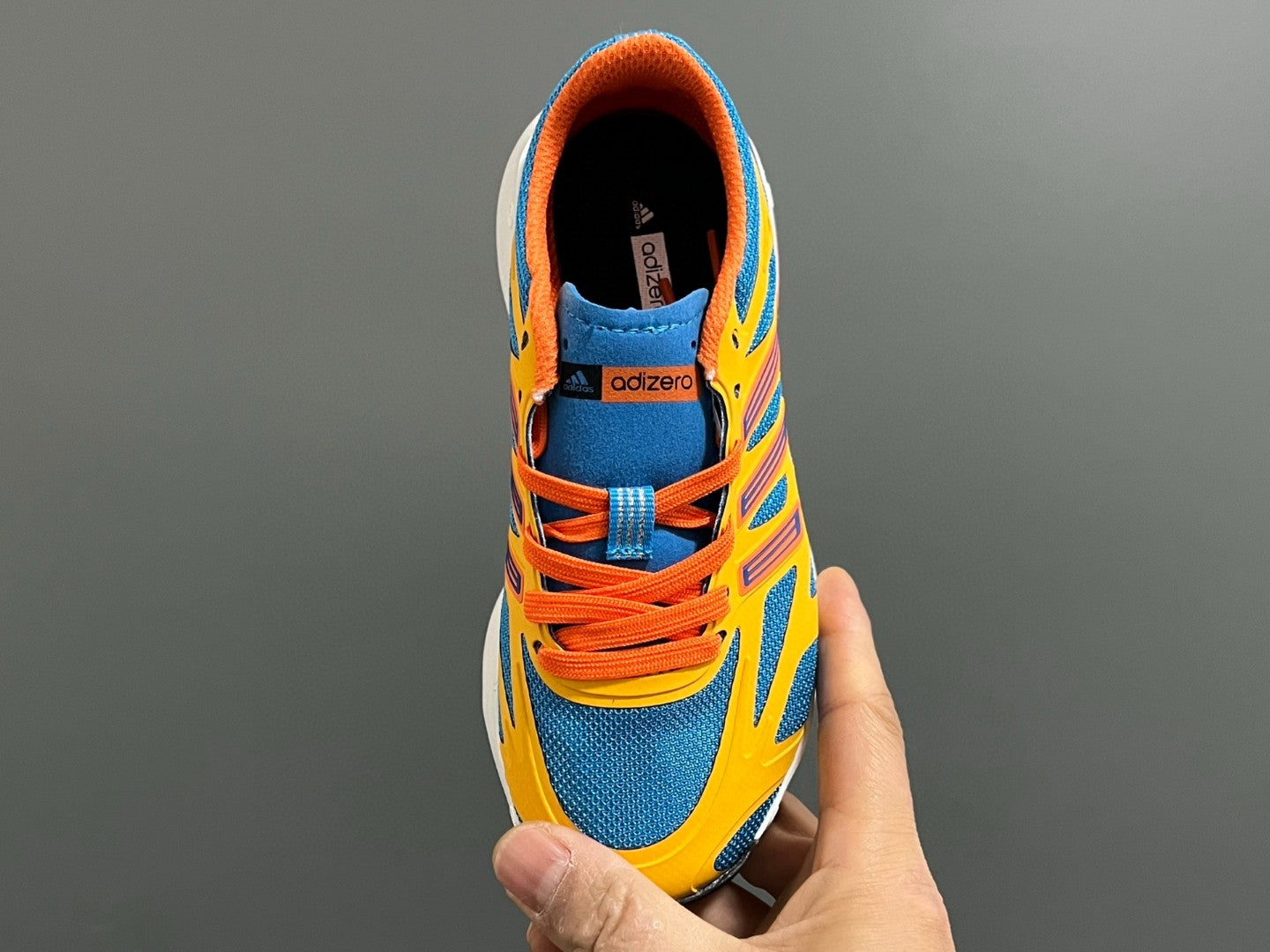 A's new children's shoelace buckle swing sports shoes" Orange, blue"