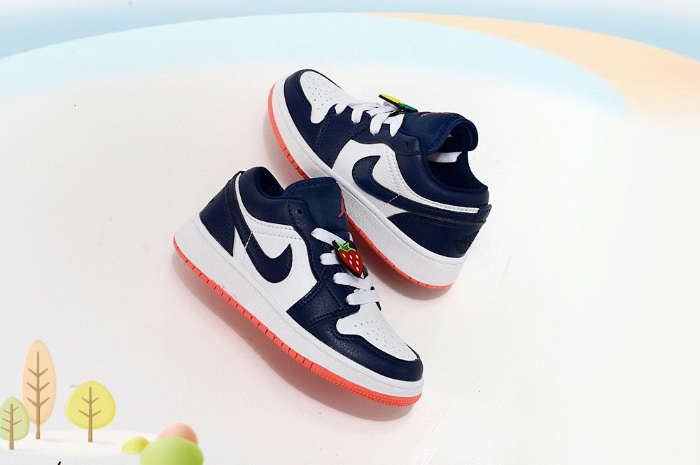 Jordan low-top first generation cartoon children's shoes" blue, white, orange"