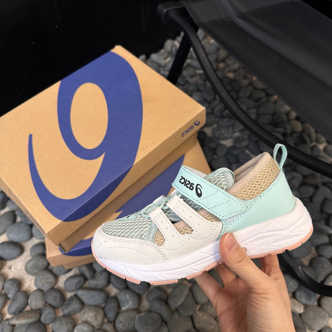 Asics children's tire hiking shoes " light mint green, beige"