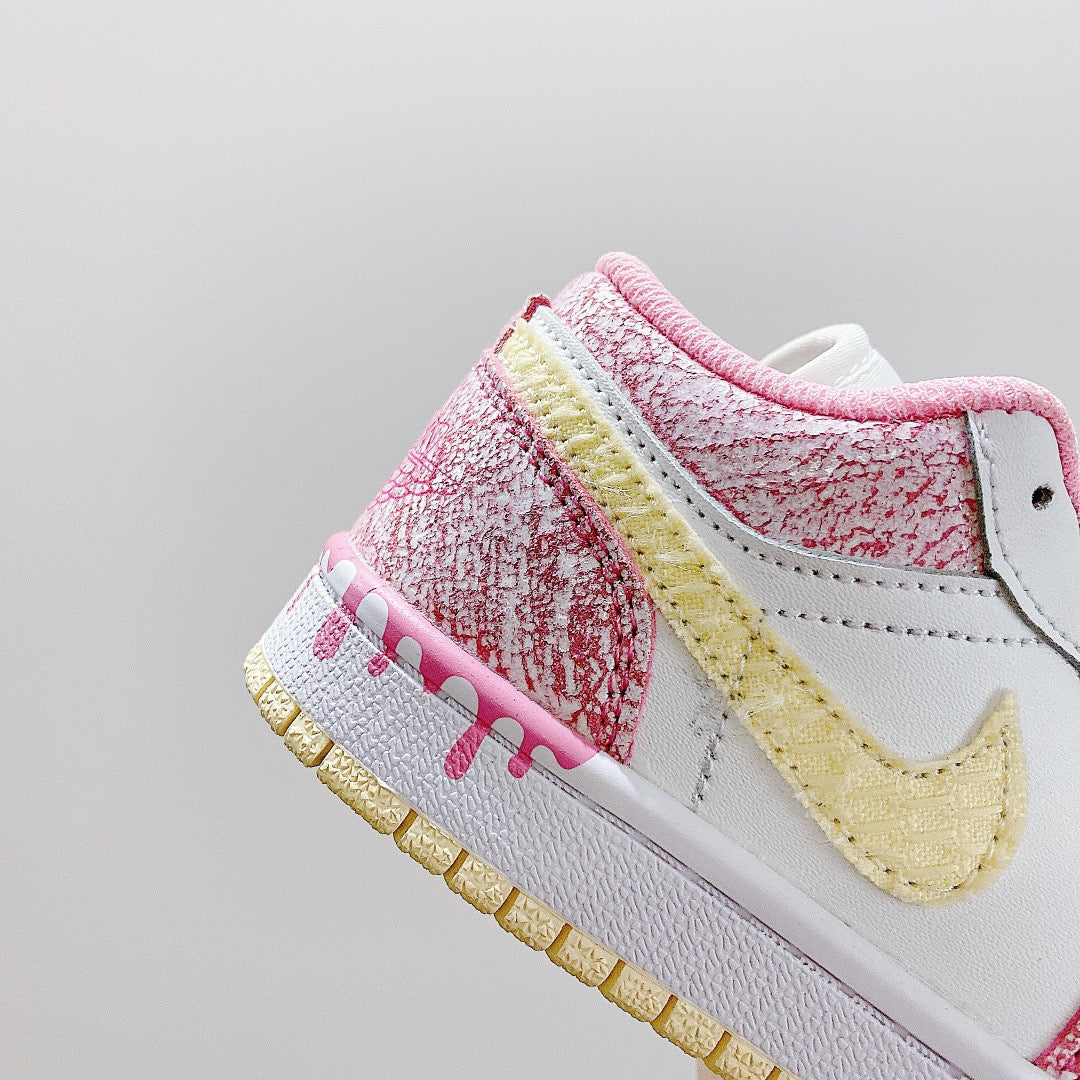 Joe 1 low-top elastic buckle parent-child shoes" pink, white, yellow"