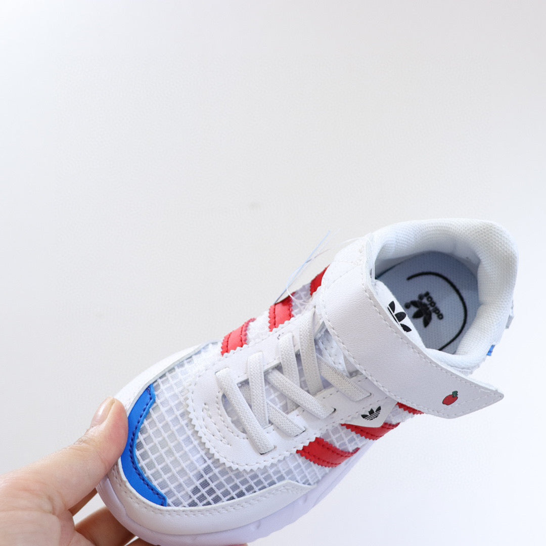 Adidas clover lightweight soft sole" white, red"