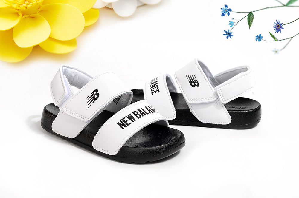 NB double bar sandals " white, black"