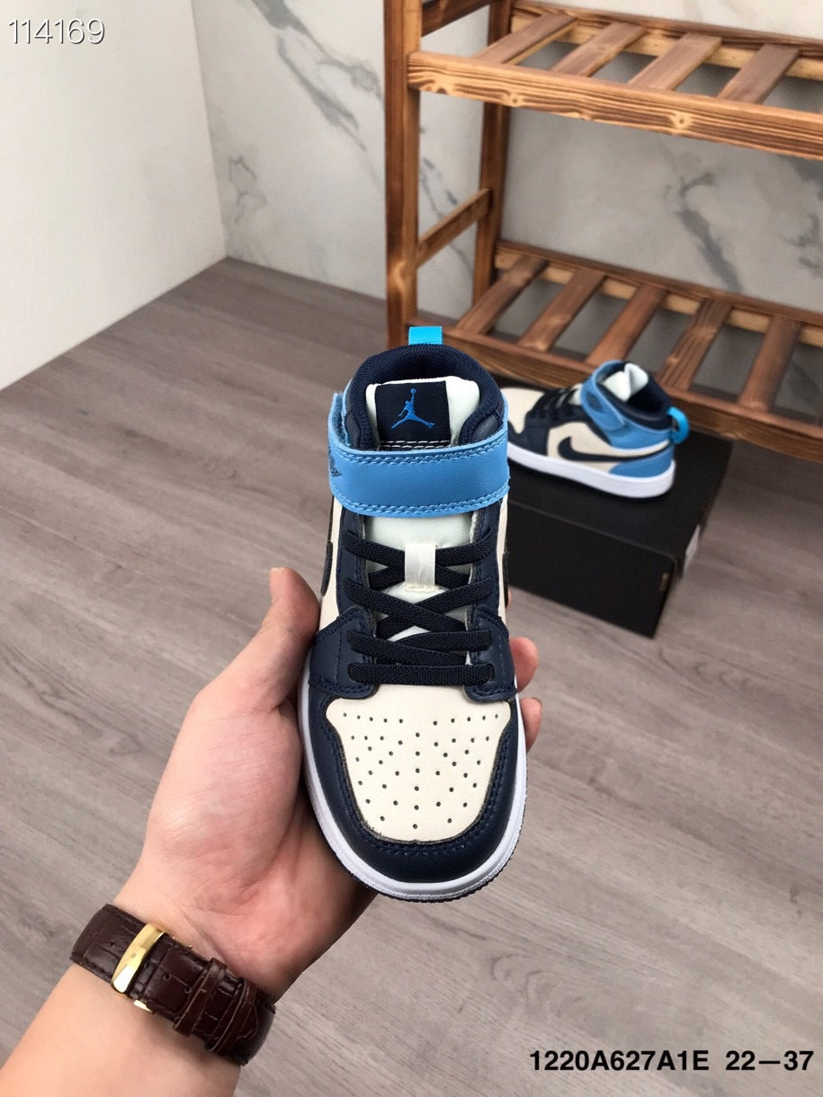Joe's high-top Velcro children's shoes" white, black, blue"