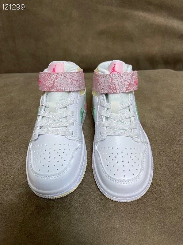 Joe's high-top Velcro children's shoes" white, pink, green"