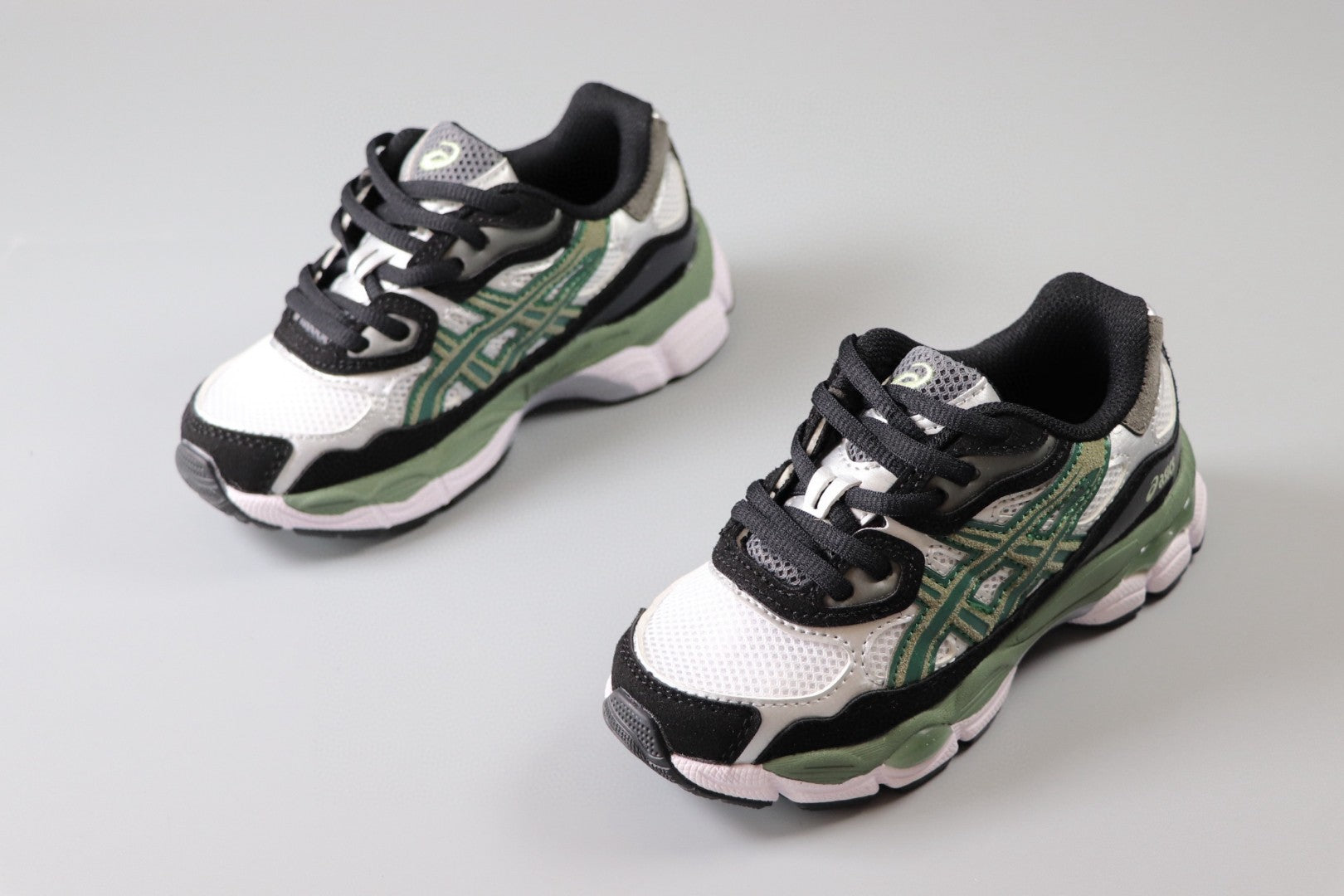 Asics Gel-NYC Professional"   white, black, dark & light  green"