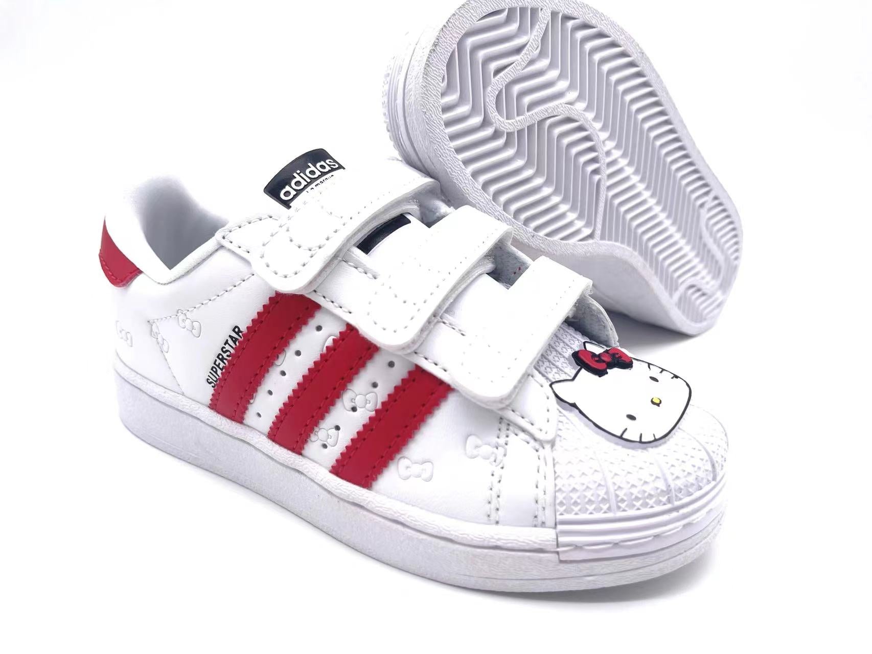Adidas classic shell toe children's shoes" white, red"