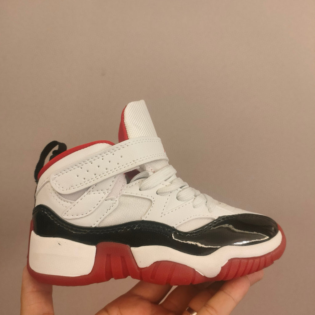 Jordan 612 single buckle children's shoes" white, black, orange"