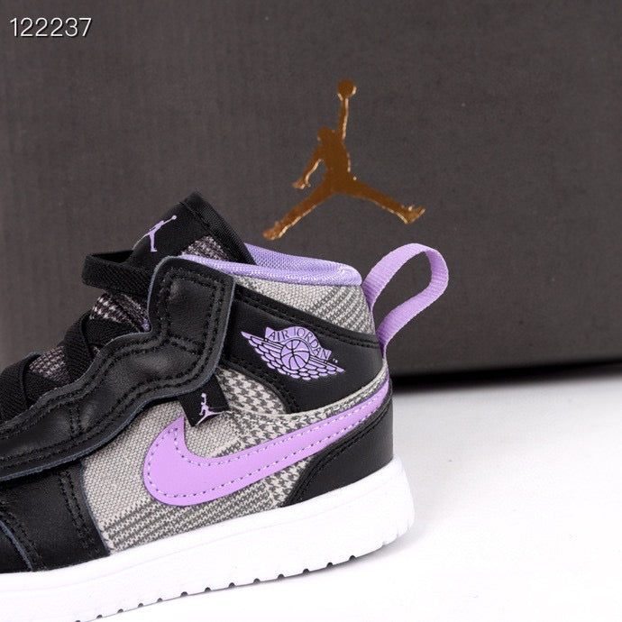 Jordan high top elastic band" black, purple, gray"