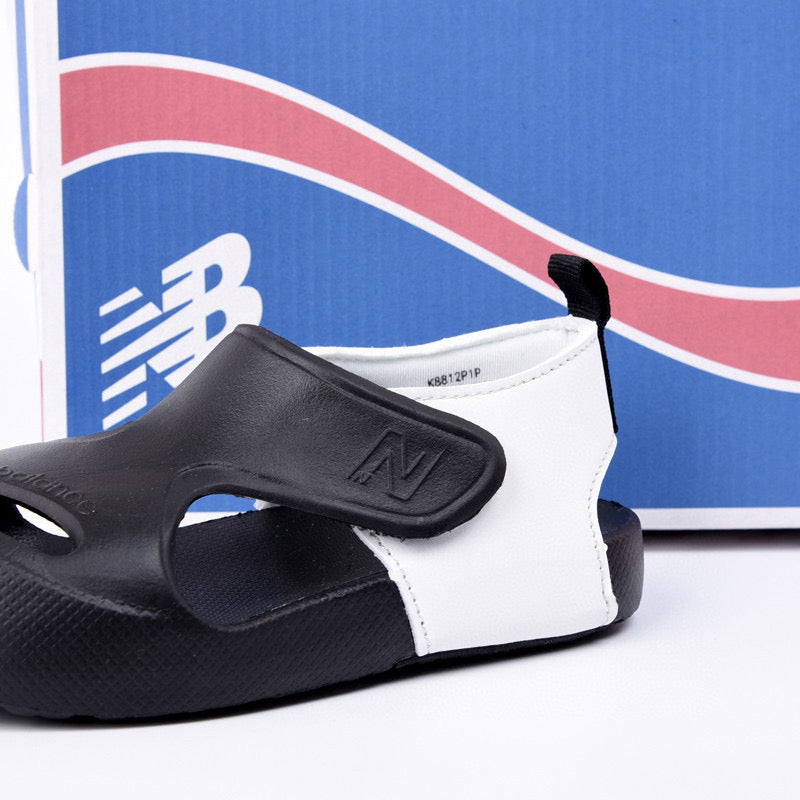 New NB closed toe sandals" white, black"