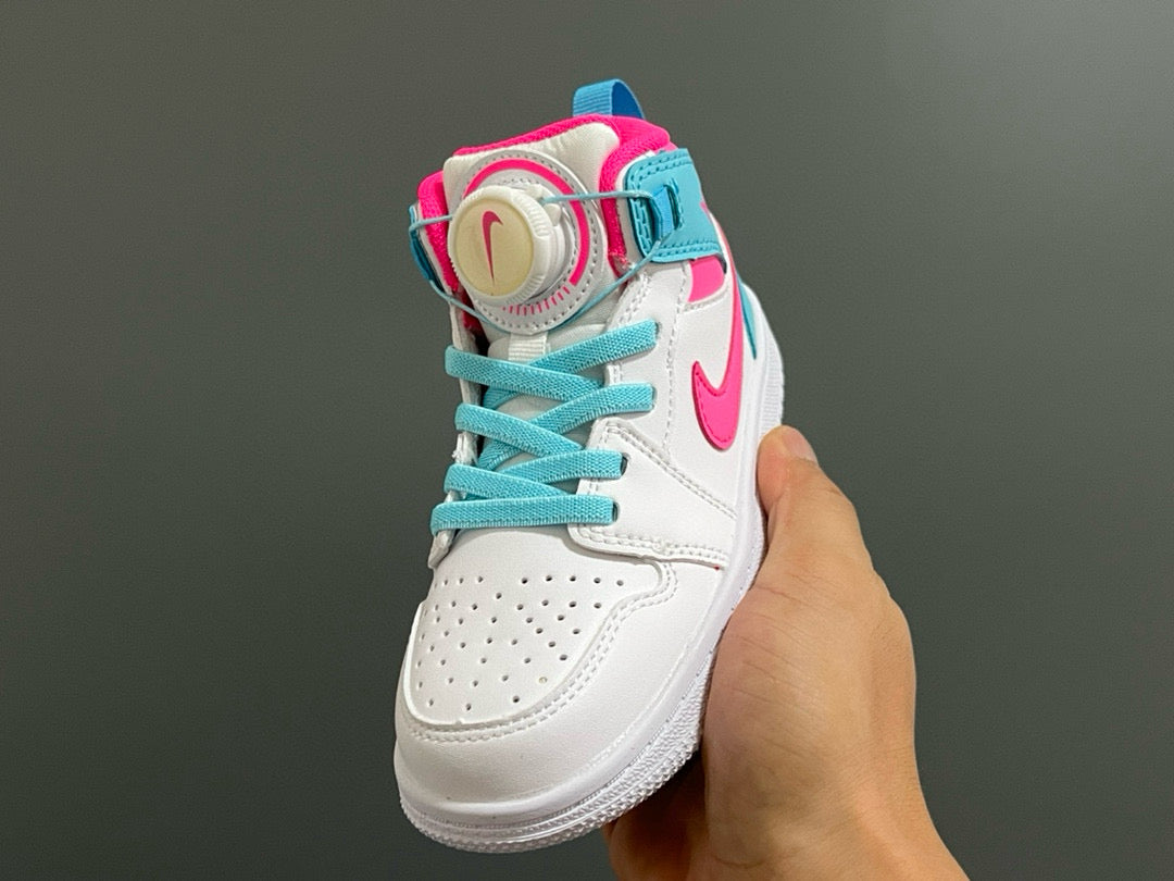 Joe 1 Zhongbang lock children's sports shoes" white, pink"