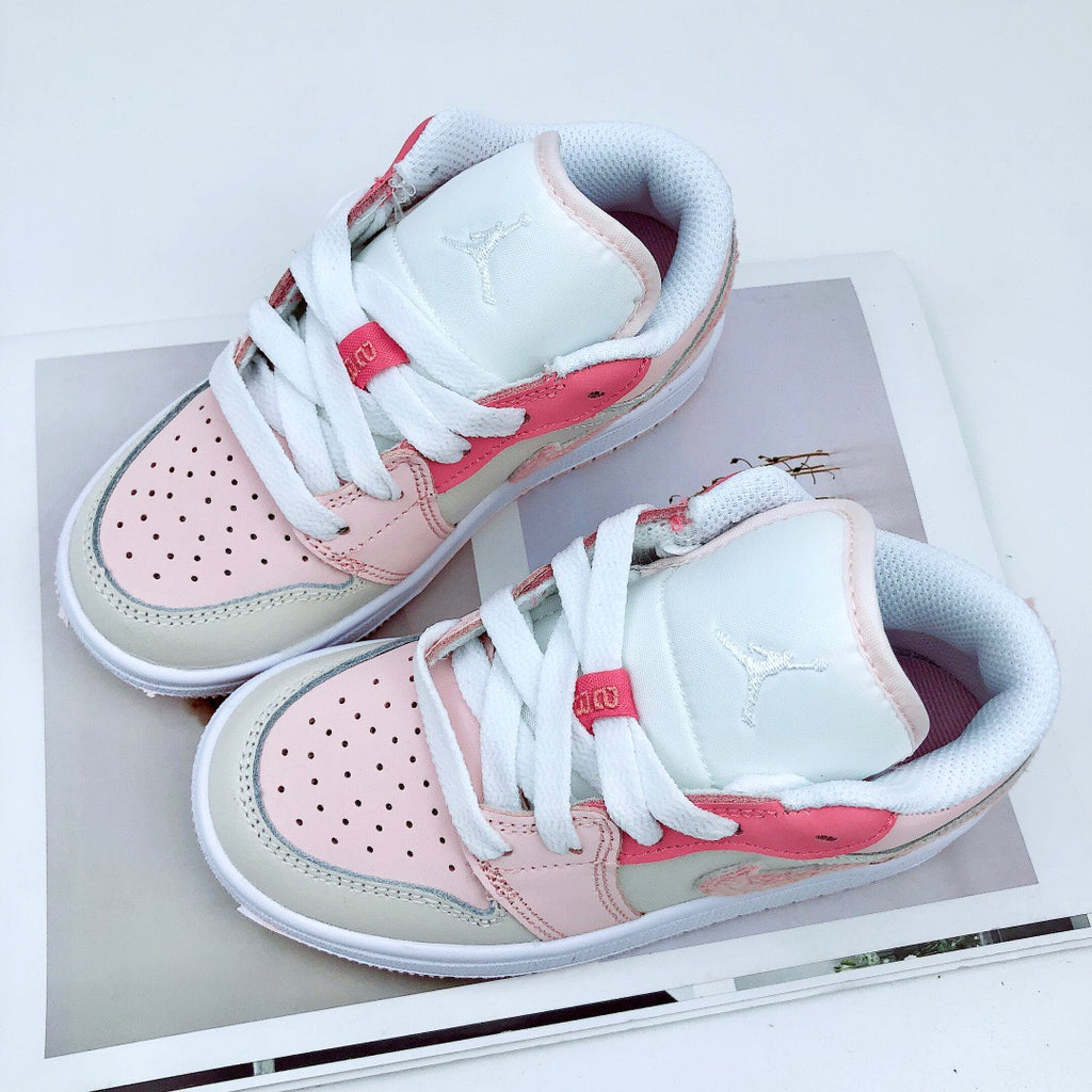Joe 1 low-top elastic buckle parent-child shoes" baby pink, Cream, white"