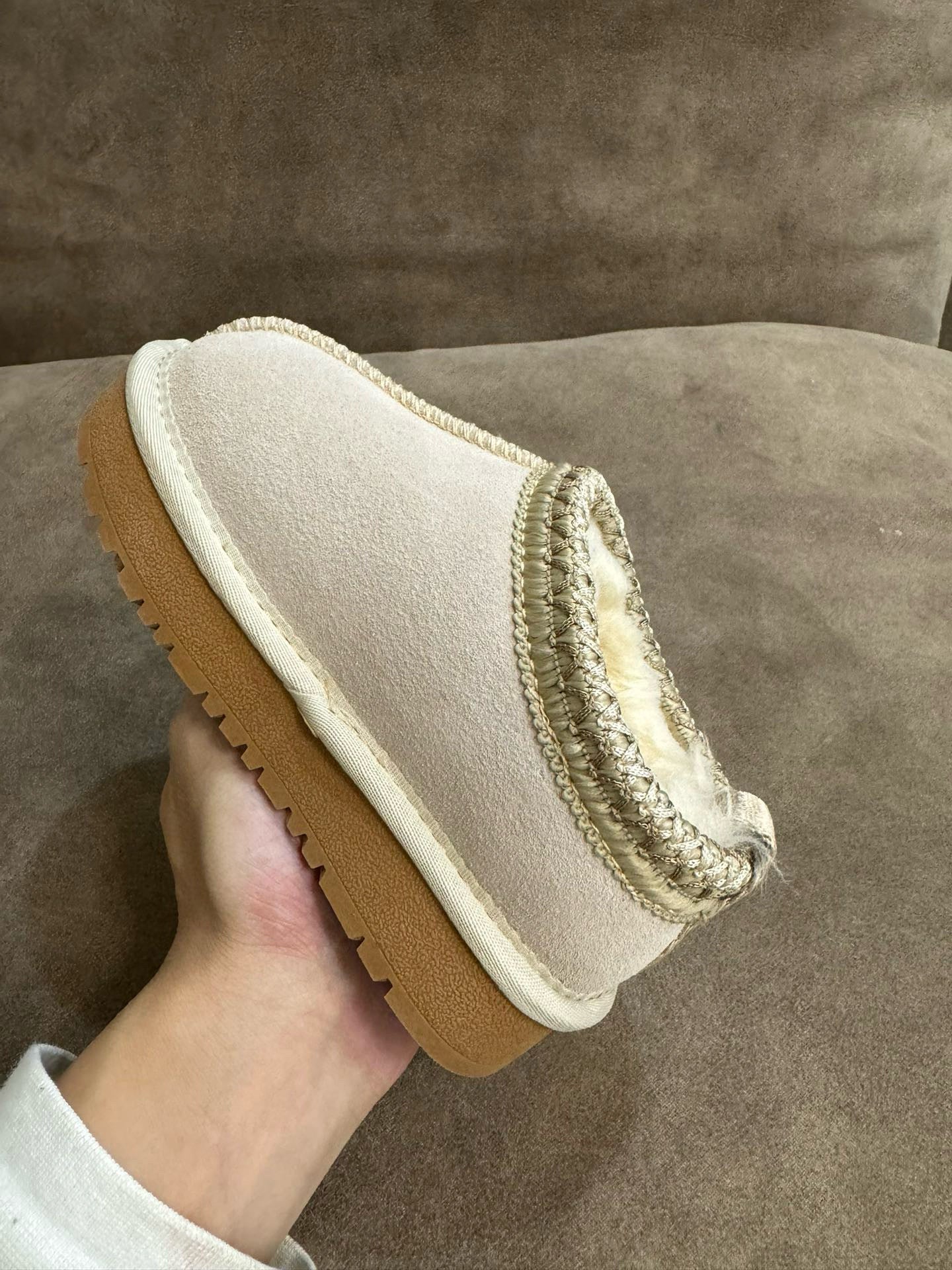 U-GG ethnic style fur short tube snow boots children's shoes " light beige"