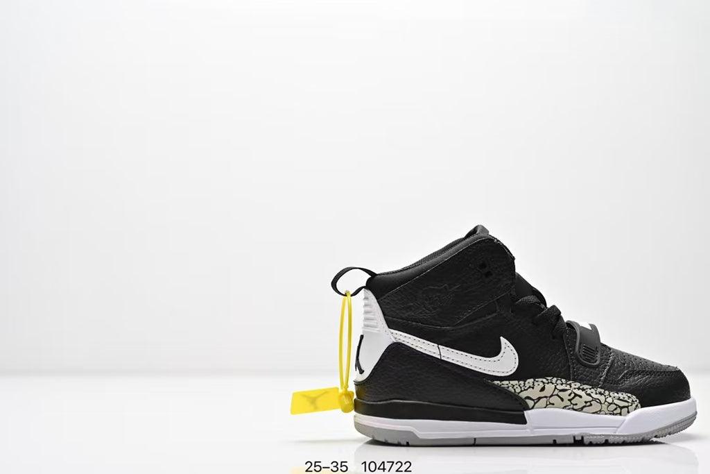 Jordan 312 high top children's shoes full second layer leather" black"