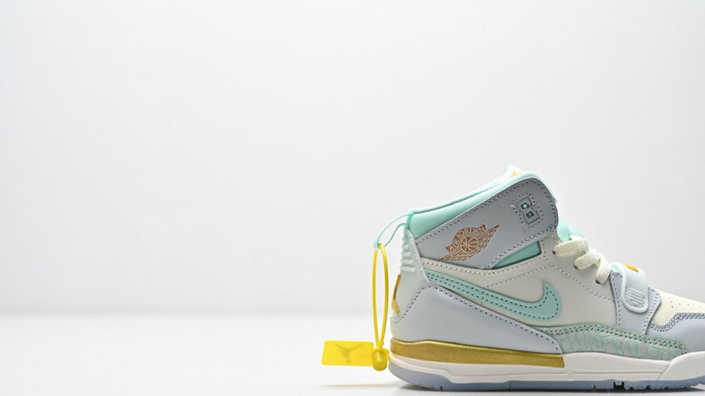 Jordan 312 children's shoes" light grey, off-white  & light , pastel mint green"