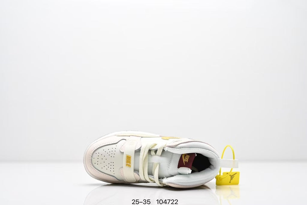 Jordan 312 high top children's shoes full second layer leather" white, light pink, yellow"