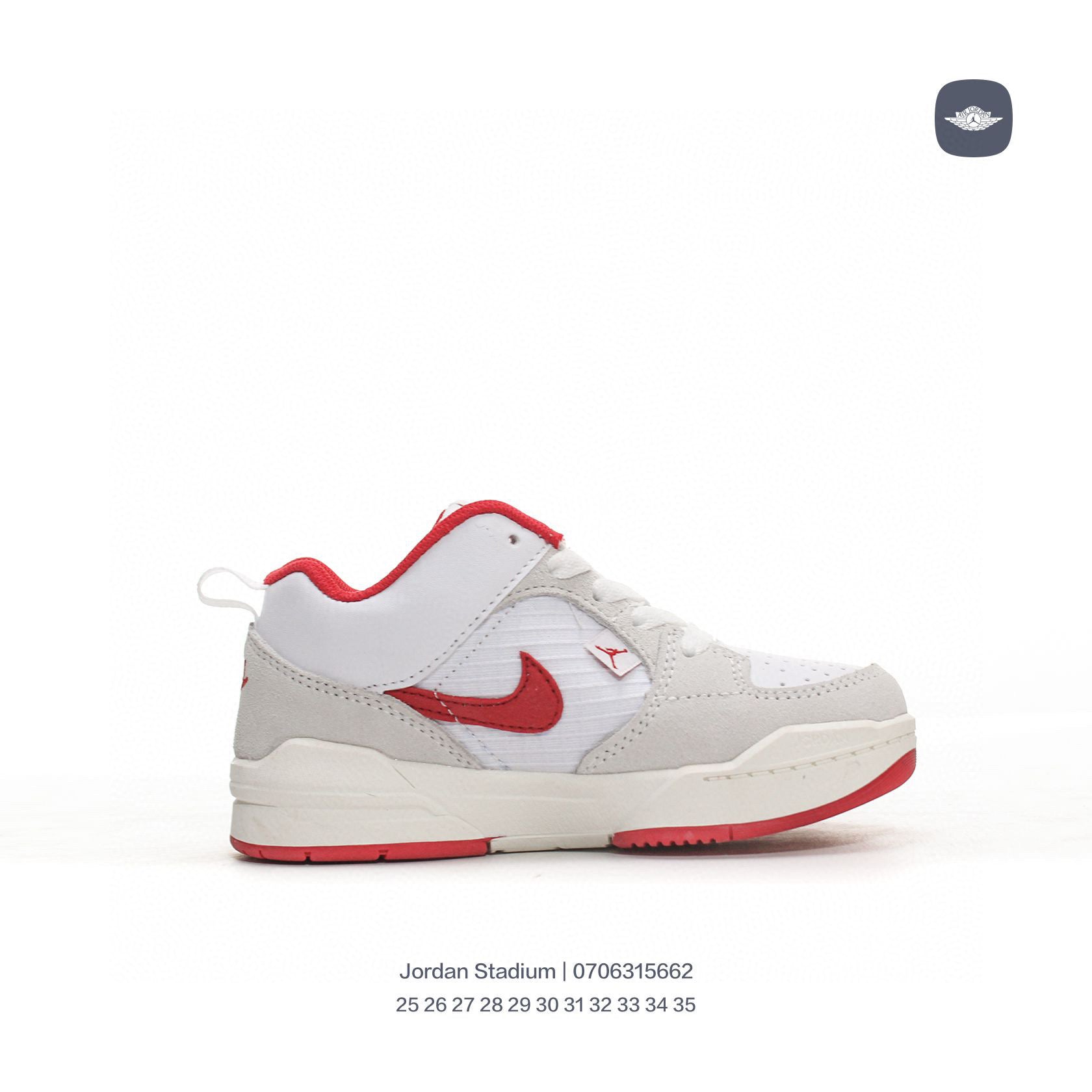 Jordan Stadium sneakers for kid" red, light gray"