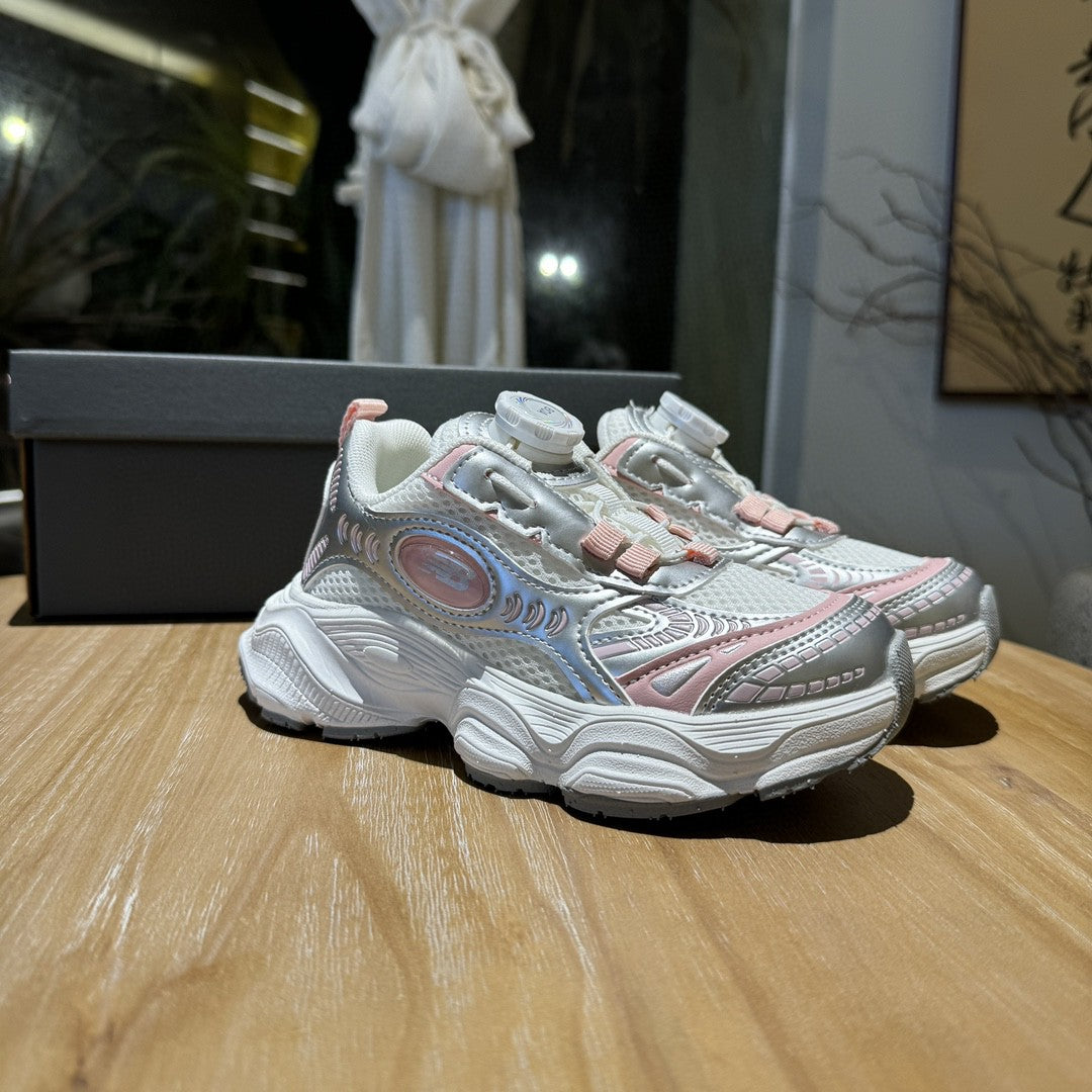 NB New Balance Retro Daddy Style Casual Sports Running Shoes" white, silver, pink"