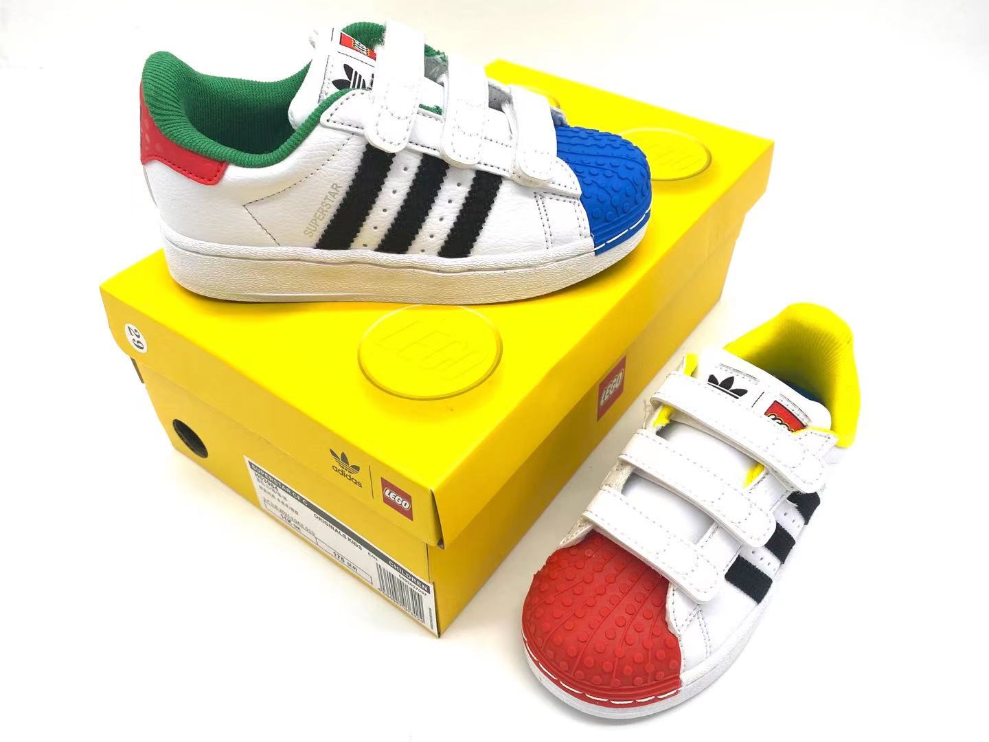 Adidas classic shell toe children's shoes" white, red, blue, green"