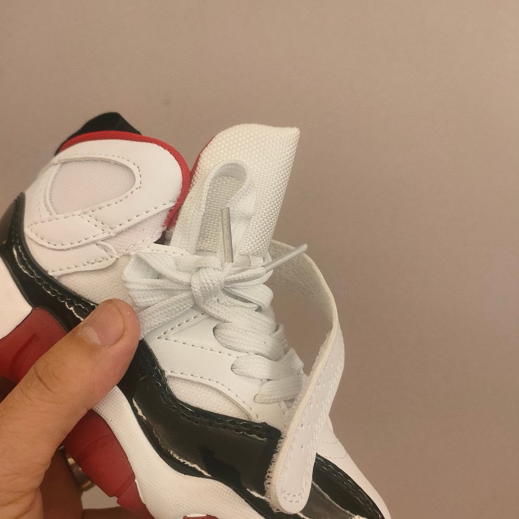 Jordan 612 single buckle children's shoes" white, black, orange"