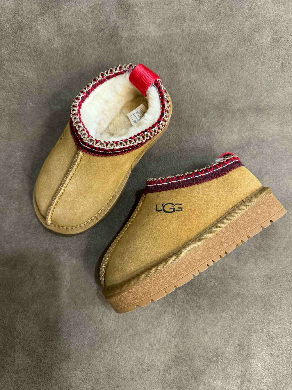 U-GG ethnic style fur short tube snow boots children's shoes " Camel"