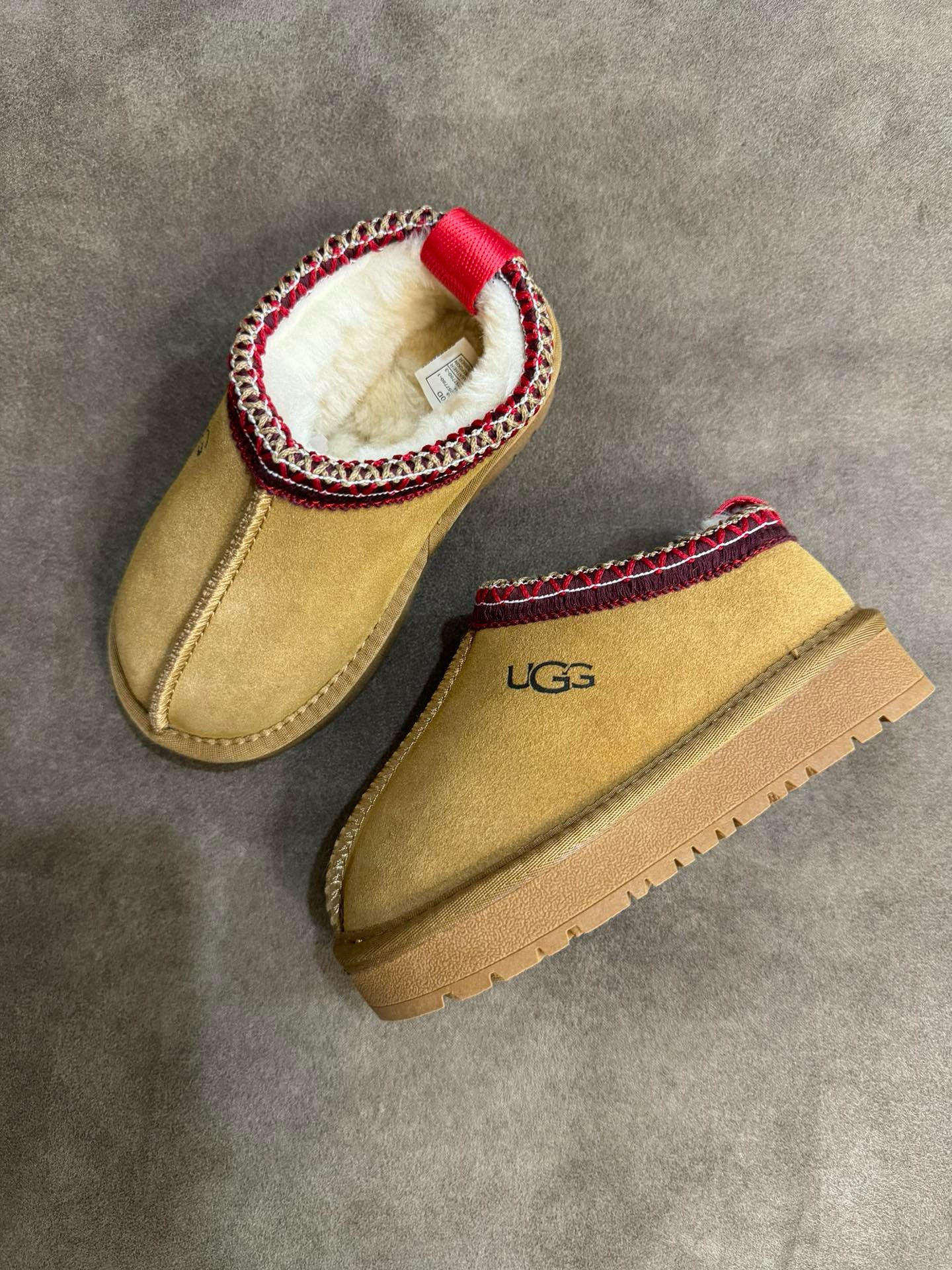 U-GG ethnic style fur short tube snow boots children's shoes " Camel"