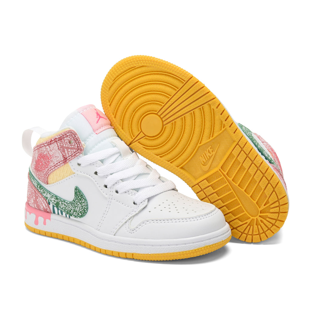 AJ-127" White, green, Pink"