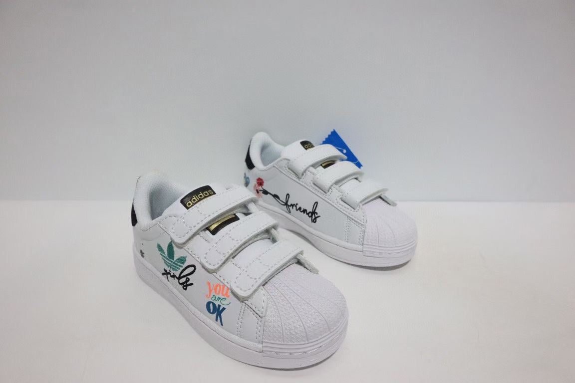 Shell toe two-layer cartoon children's shoes" white"