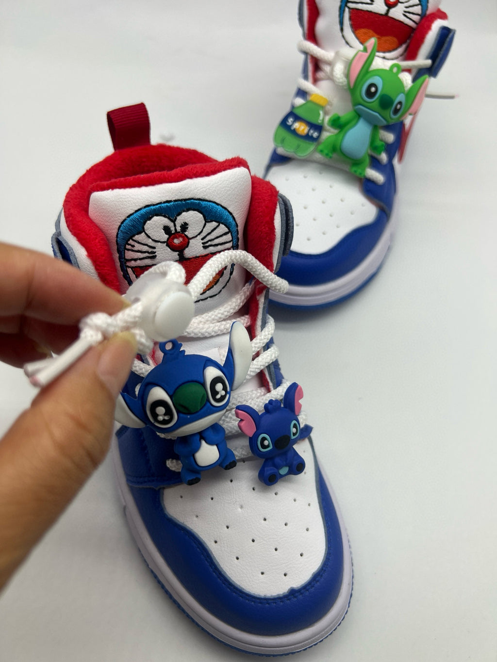 Joe One Cartoon Doll Accessories High Top Sneakers " white, blue"