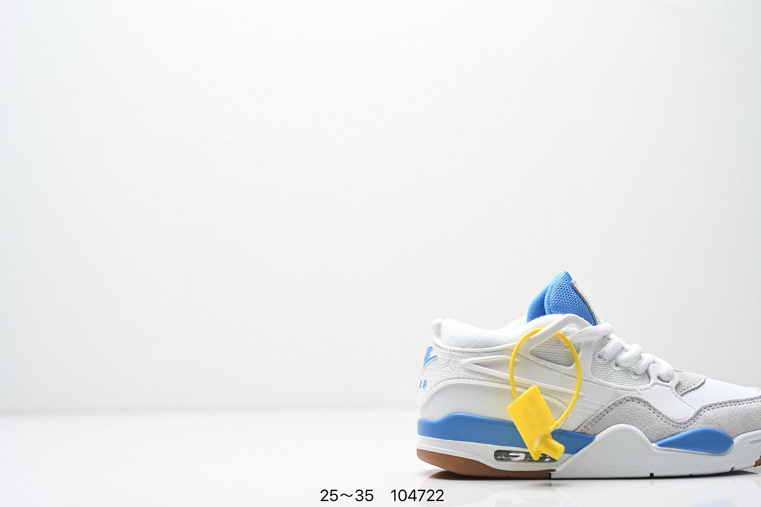 Jordan 4 low-top air cushion basketball shoes" white, blue"