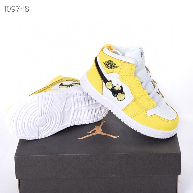 Jordan high top elastic band" Yellow, white"