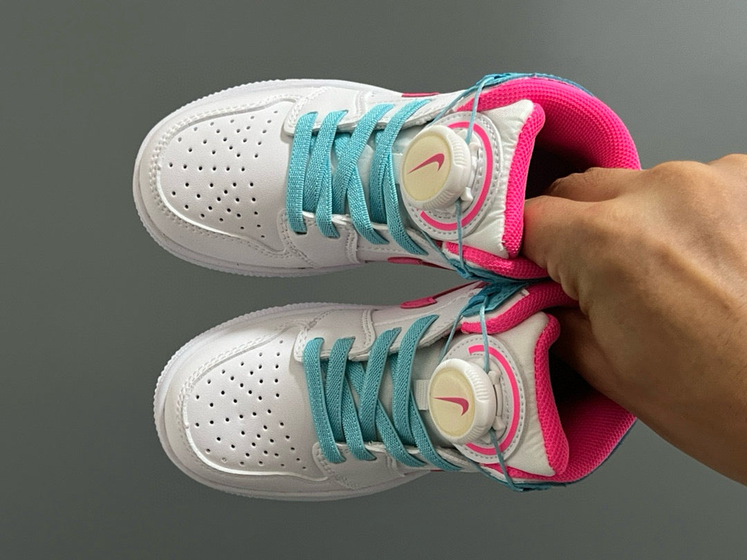 Joe 1 Zhongbang lock children's sports shoes" white, pink"