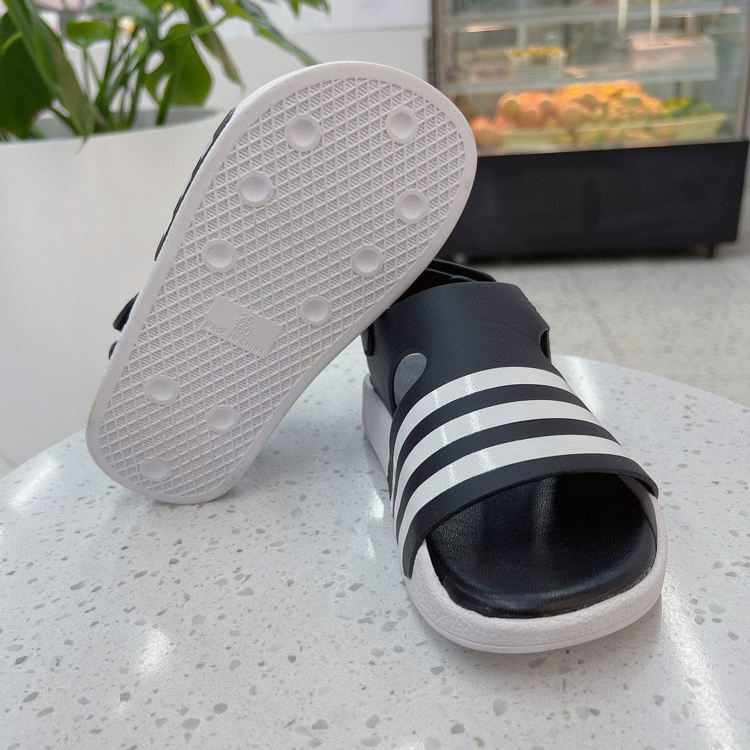 Adidas clover new sandals" black, white"