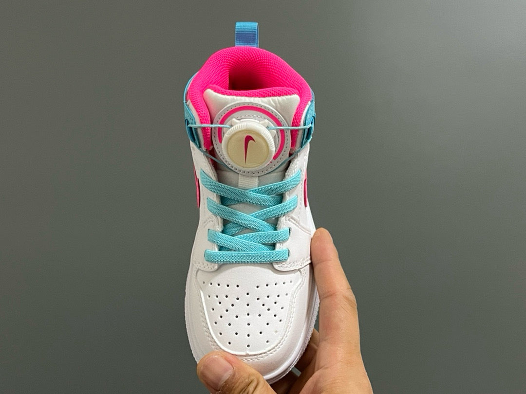 Joe 1 Zhongbang lock children's sports shoes" white, pink"