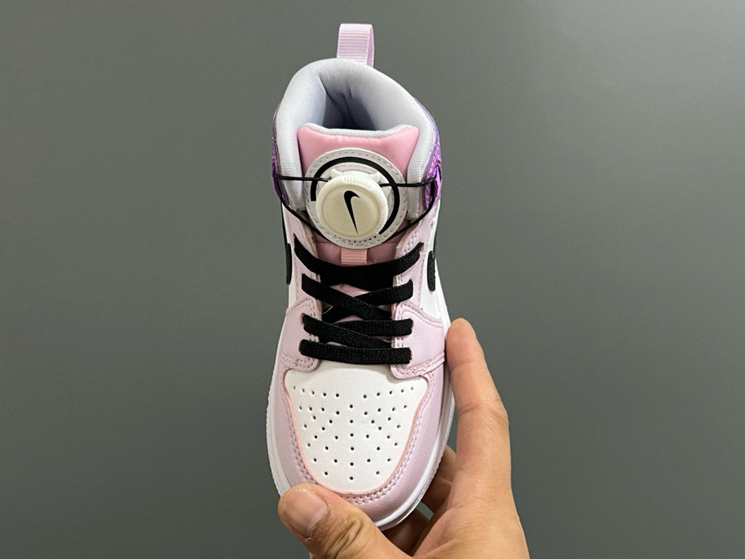 Joe 1 Zhongbang lock children's sports shoes" white, purple"