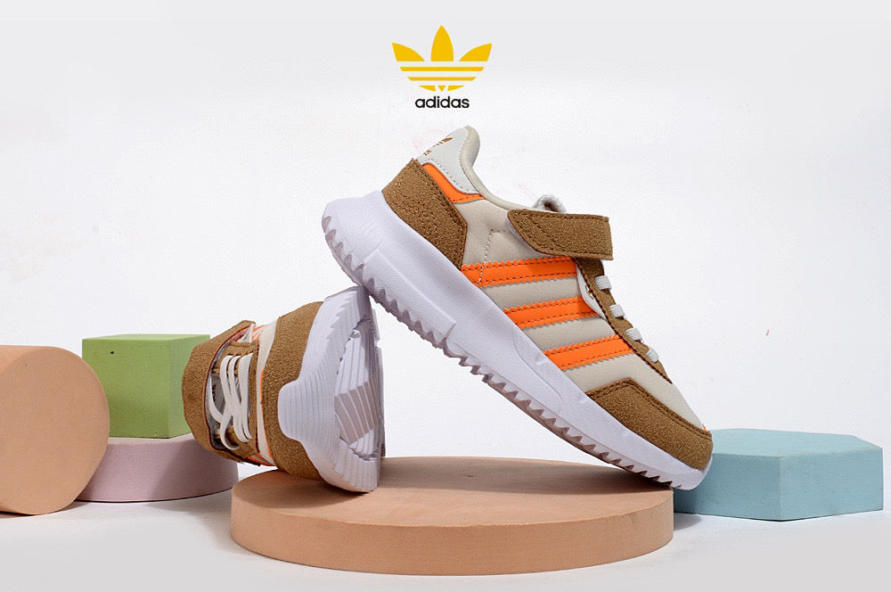 Adidas clover lightweight soft sole" light gray, beige, orange"