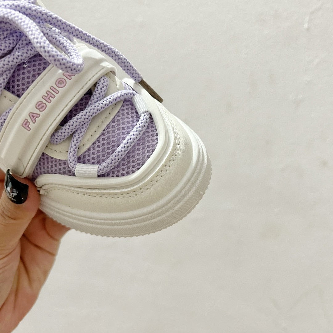 AD Velcro children's casual sneakers" white, purple"