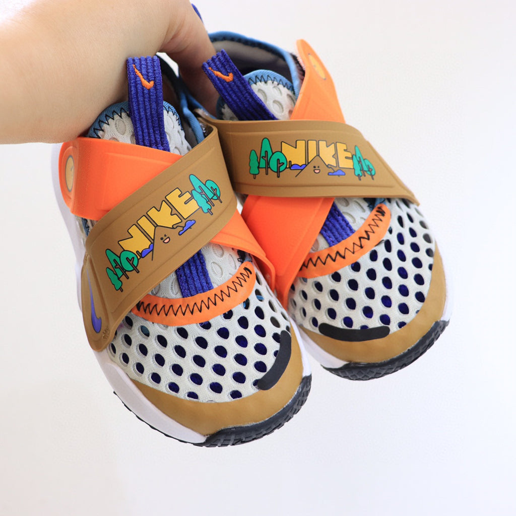 Nike Little UFO Large Mesh Velcro Children's Shoes" white, beige, orange"