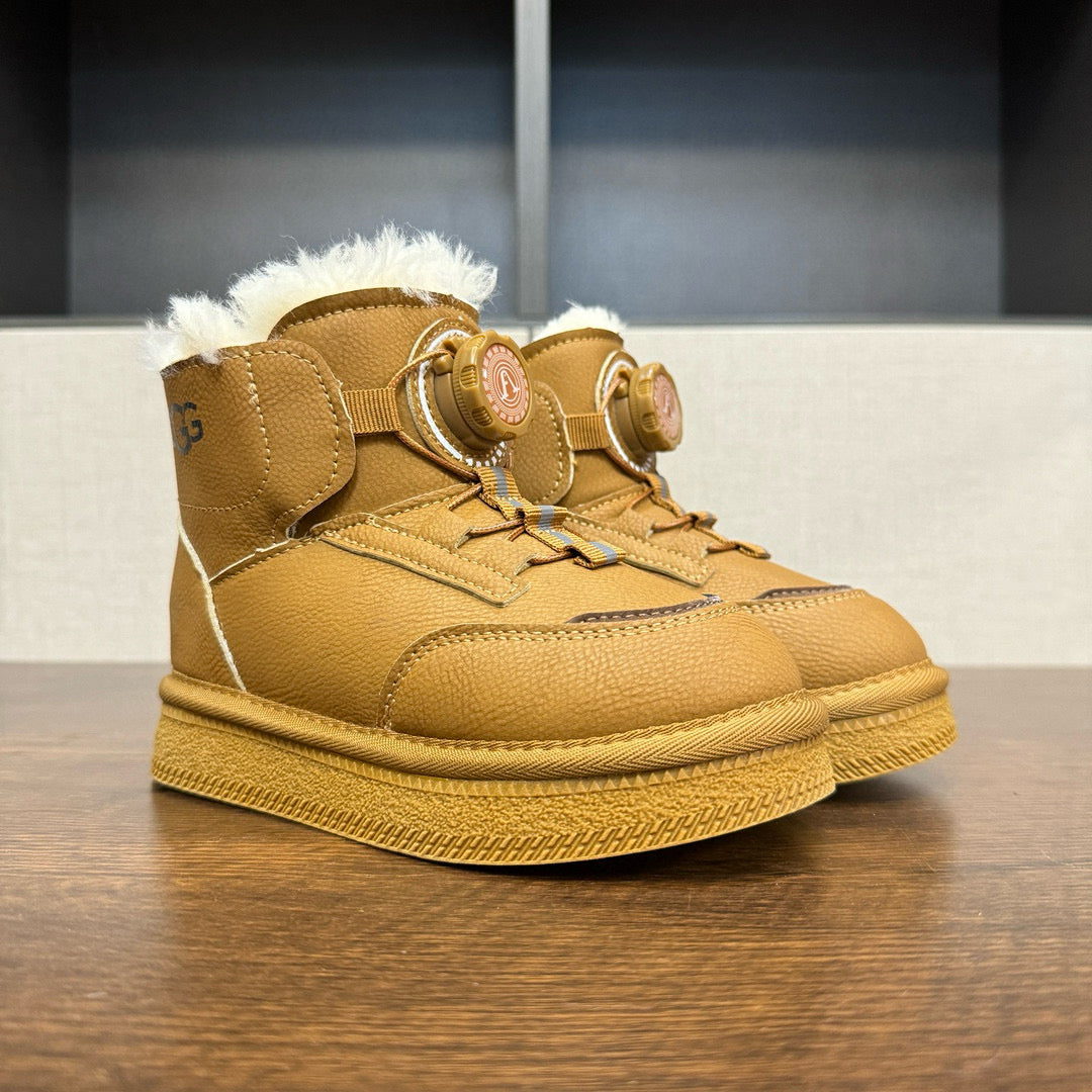 U-GG mid-cut swivel button plus suede leather children's shoes" camel"