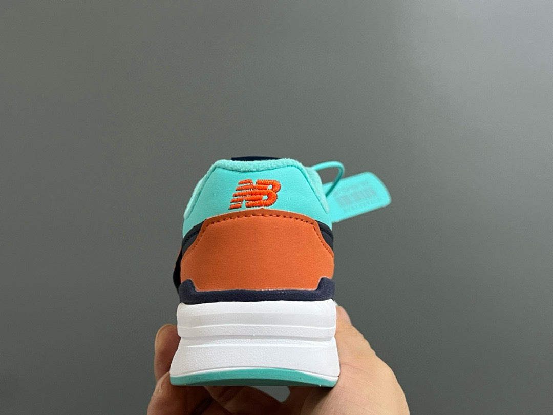 NB997 Velvet Velcro Children's Shoes" Navy, Orange"