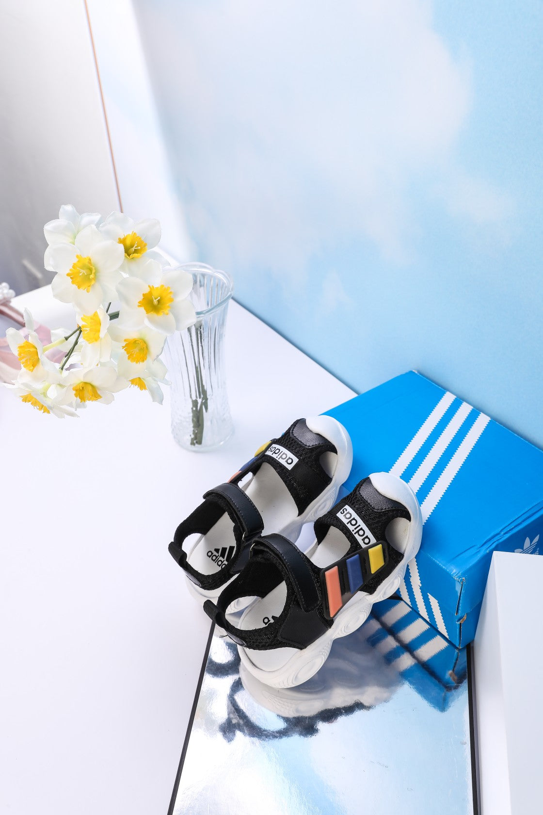 Adidas closed toe sandals" black"