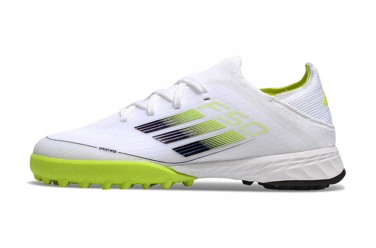 Adidas F50 knitted waterproof football shoes" white. green"