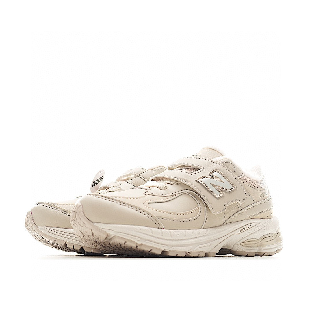 NB 2002 Velvet Elastic Velcro Children's Shoes" Cream"
