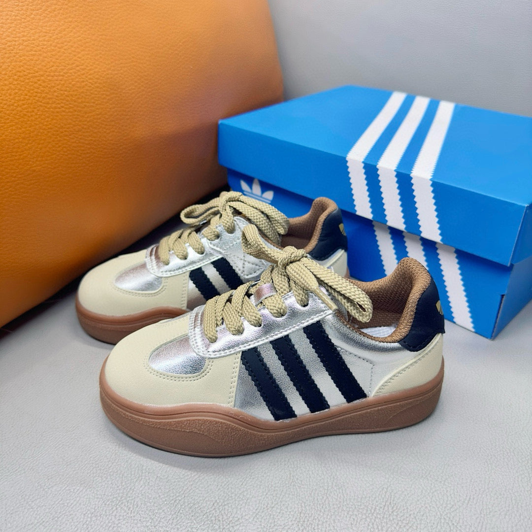 Adidas third generation children's German training shoes" white, silver"