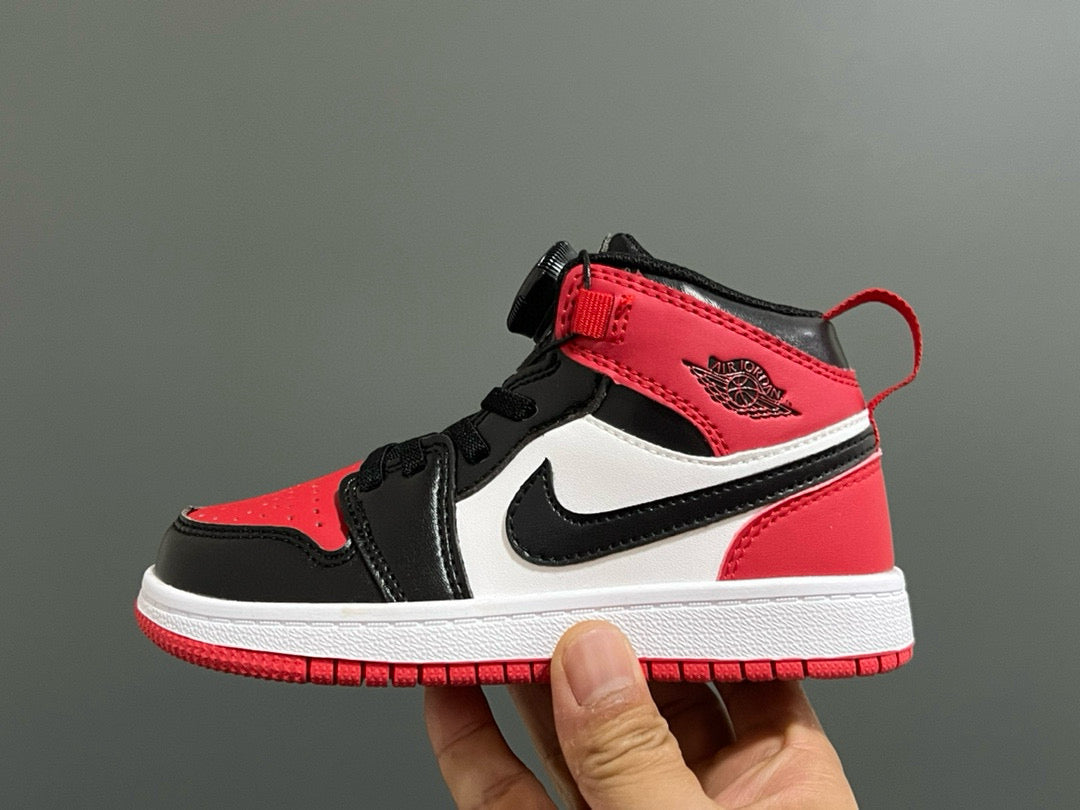 Joe 1 Zhongbang lock children's sports shoes" white, black, red"