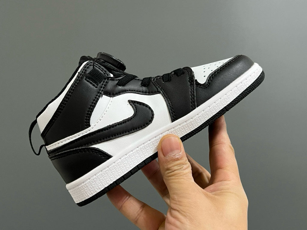 Qiaoyi mid-cut buckle children's shoes" white, black"