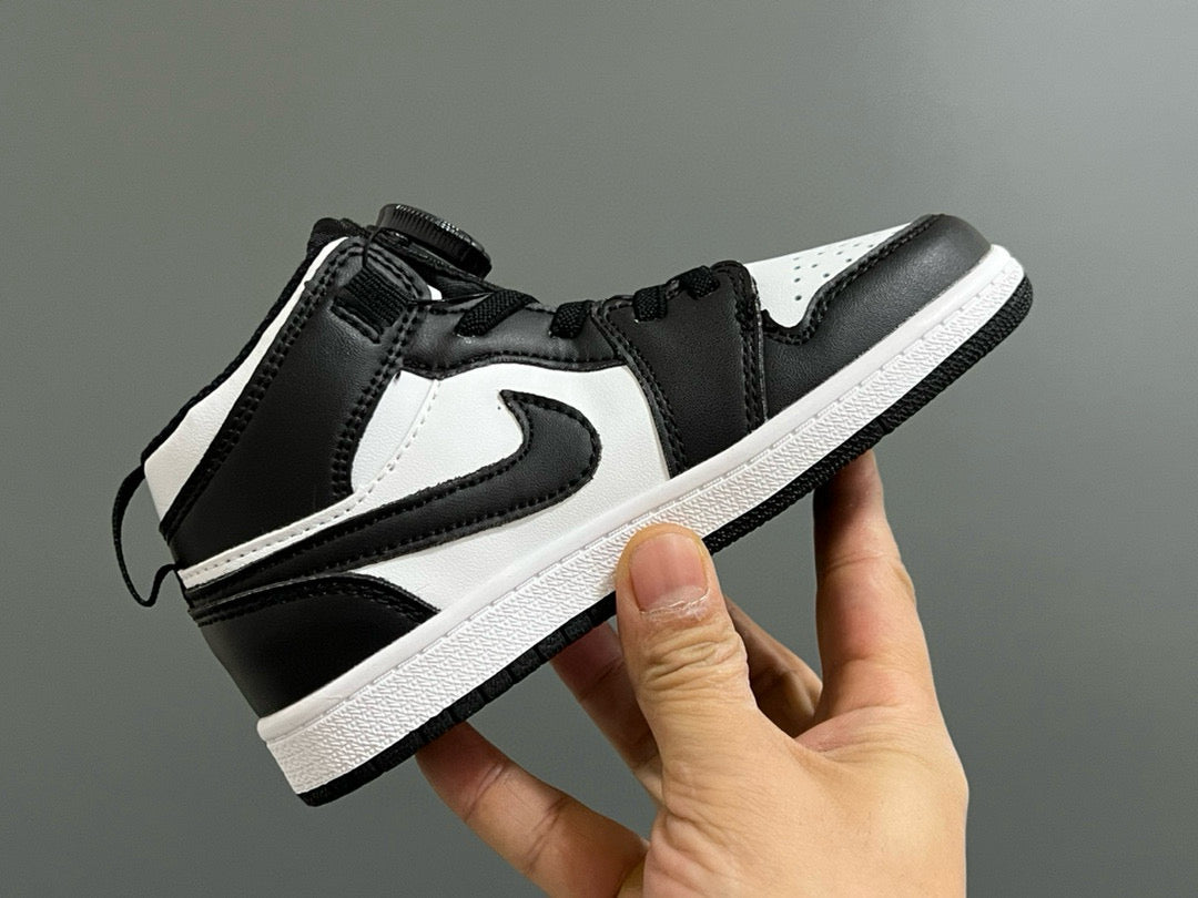 Qiaoyi mid-cut buckle children's shoes" white, black"