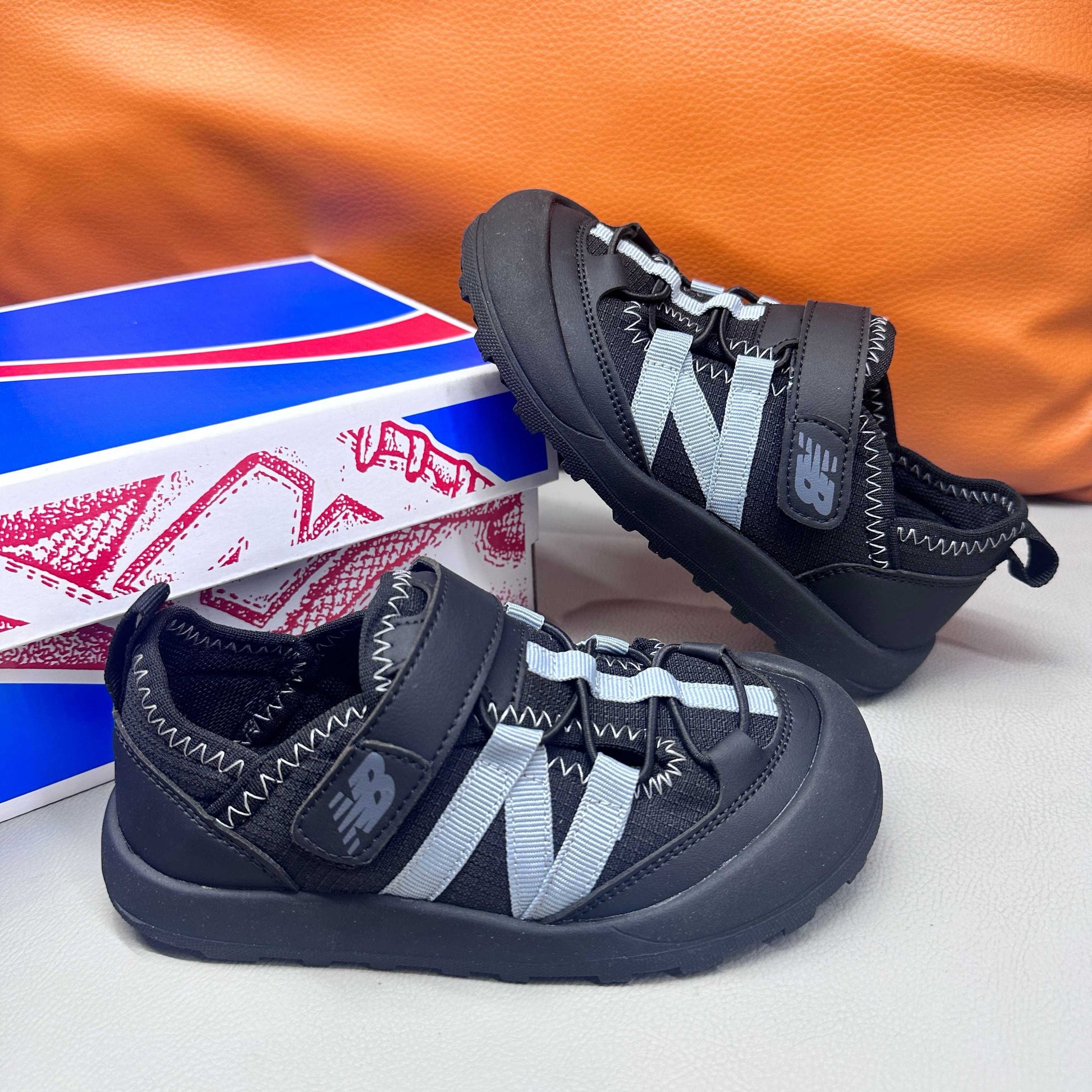N3205 Velcro Sandals "black,  light blue-grey "