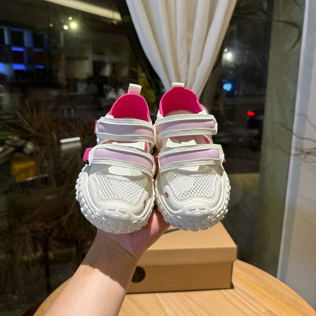 Nike tire bottom Velcro hollow sandals" white, pink"
