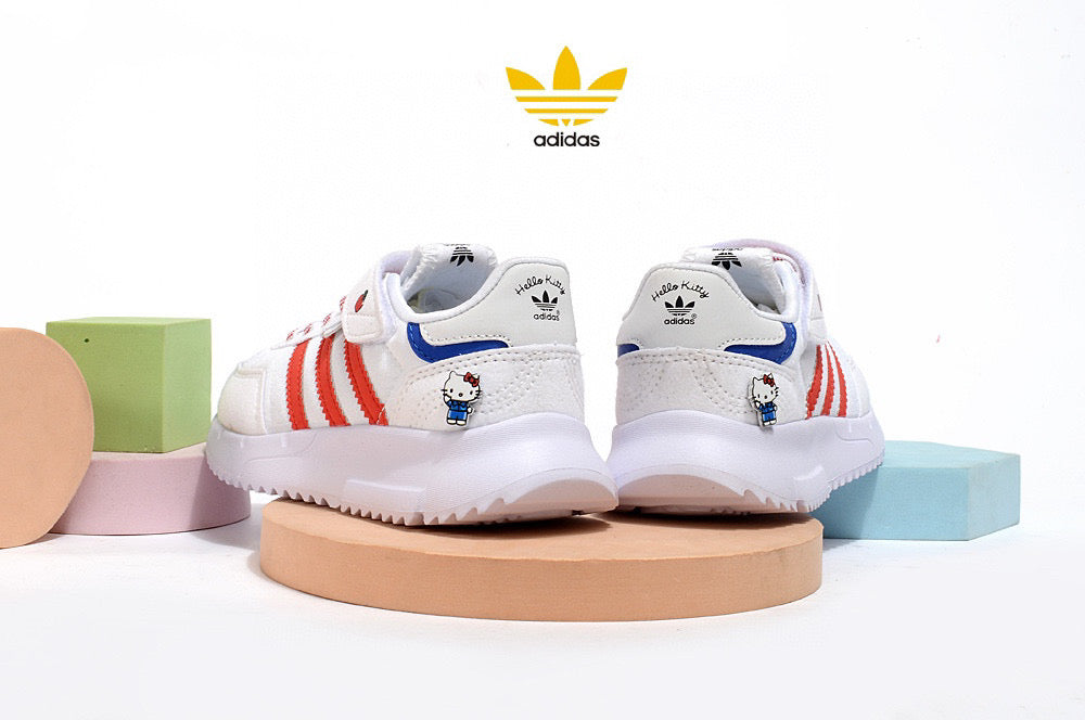 Adidas clover lightweight soft sole" white, red"